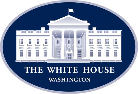Logo of the White House in Washington D.C. on a blue background
